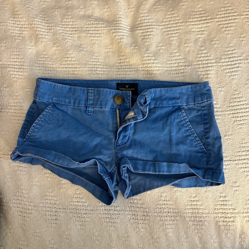 American Eagle Outfitters Women's Low Rise Y2K Blue Shorts